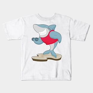 Shark Bodybuilding Dumbbell Kids T-Shirt